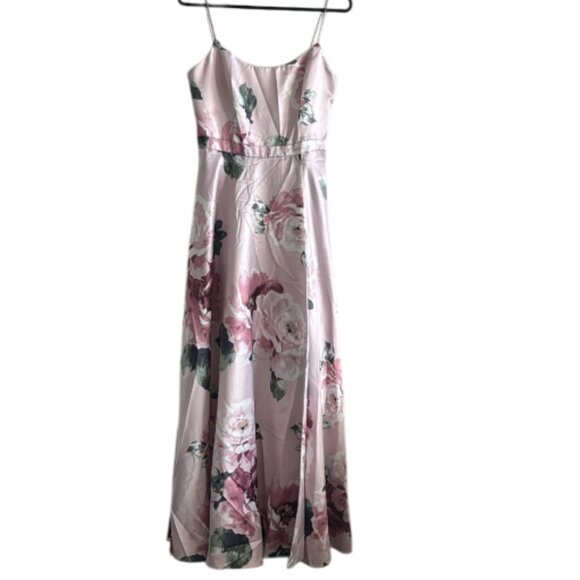 Xscape Floral Print Satin Gown Evening Dress Sz.8 - Picture 15 of 16